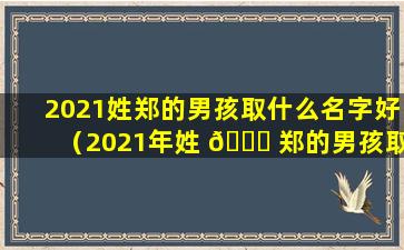 2021姓郑的男孩取什么名字好（2021年姓 🐝 郑的男孩取什么名字好）